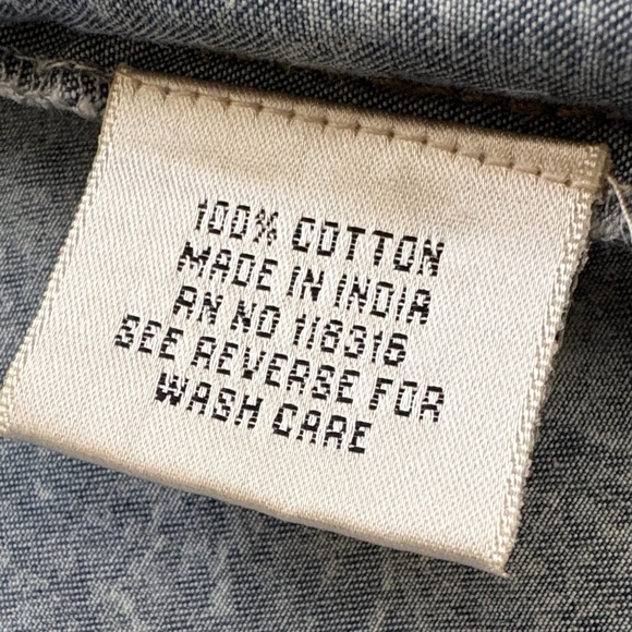 100% Cotton Denim Long Sleeve Shirt Dress / Coat, Size S - Picture 6 of 6